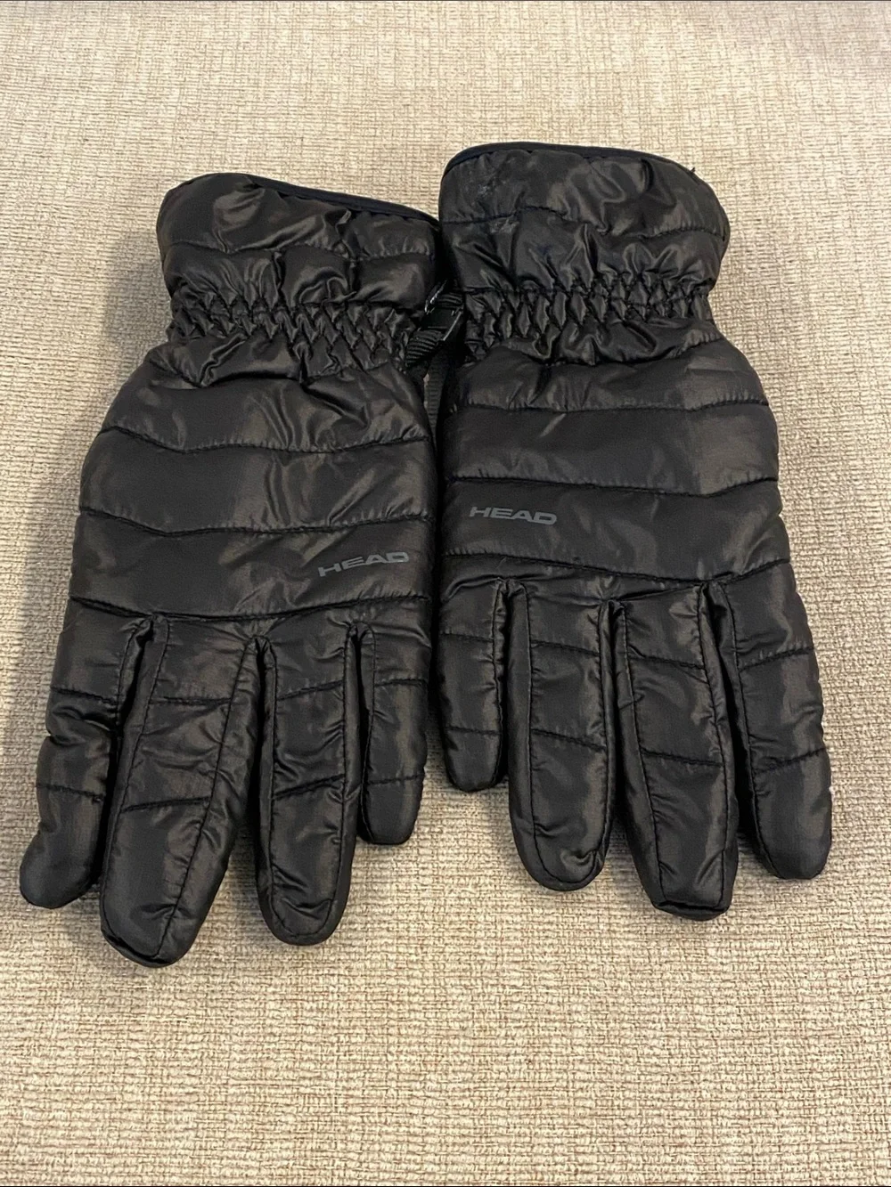 HEAD Quilted Black Winter Gloves with Elastic Cuff Small